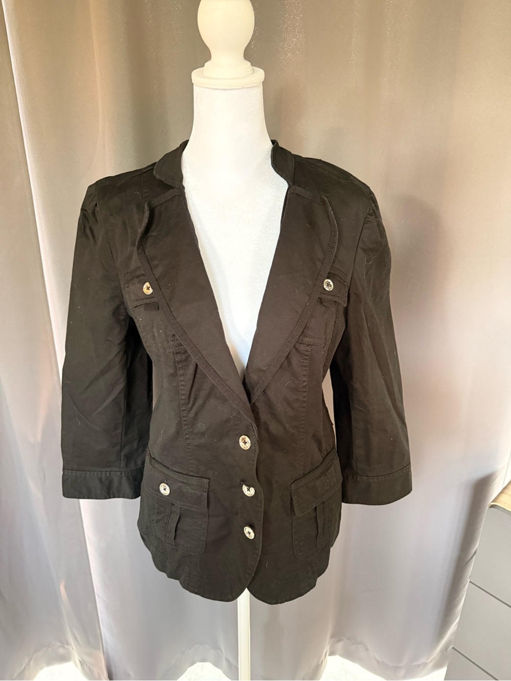 White House Black Market Black Utility-Style Button Blazer